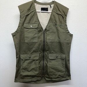 Field Scout Mens Utility Vest Large Olive Green 100% Cotton Made In USA Gorpcore